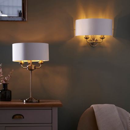 Endon 98937 - Zidna lampa HIGHCLERE 2xE14/40W/230V bela/mesing