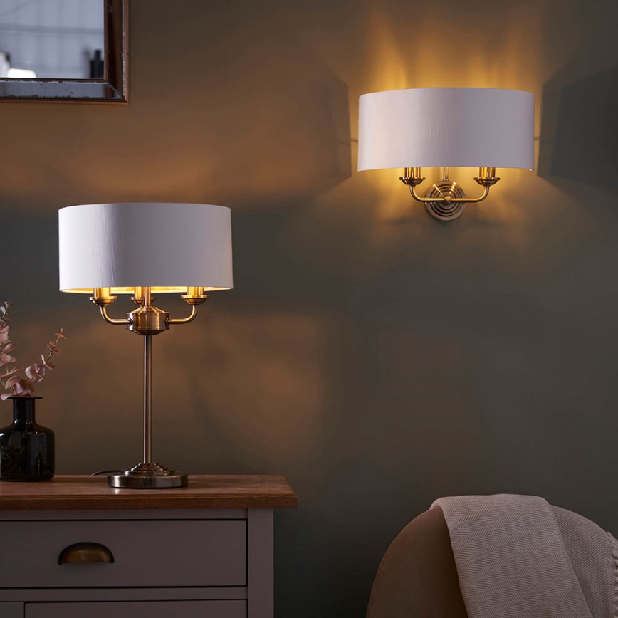 Endon 98937 - Zidna lampa HIGHCLERE 2xE14/40W/230V bela/mesing