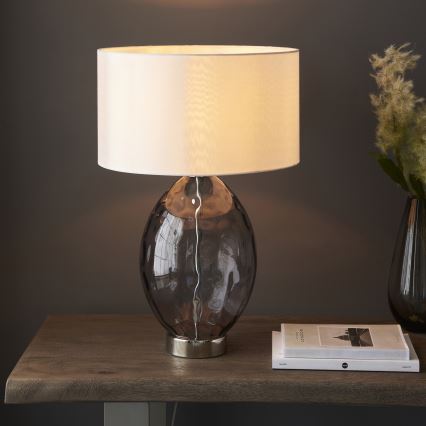 Endon 99581 - Prigušiva stona lampa ERIN 1xE27/10W/230V krem/mat hrom/dimljena crna