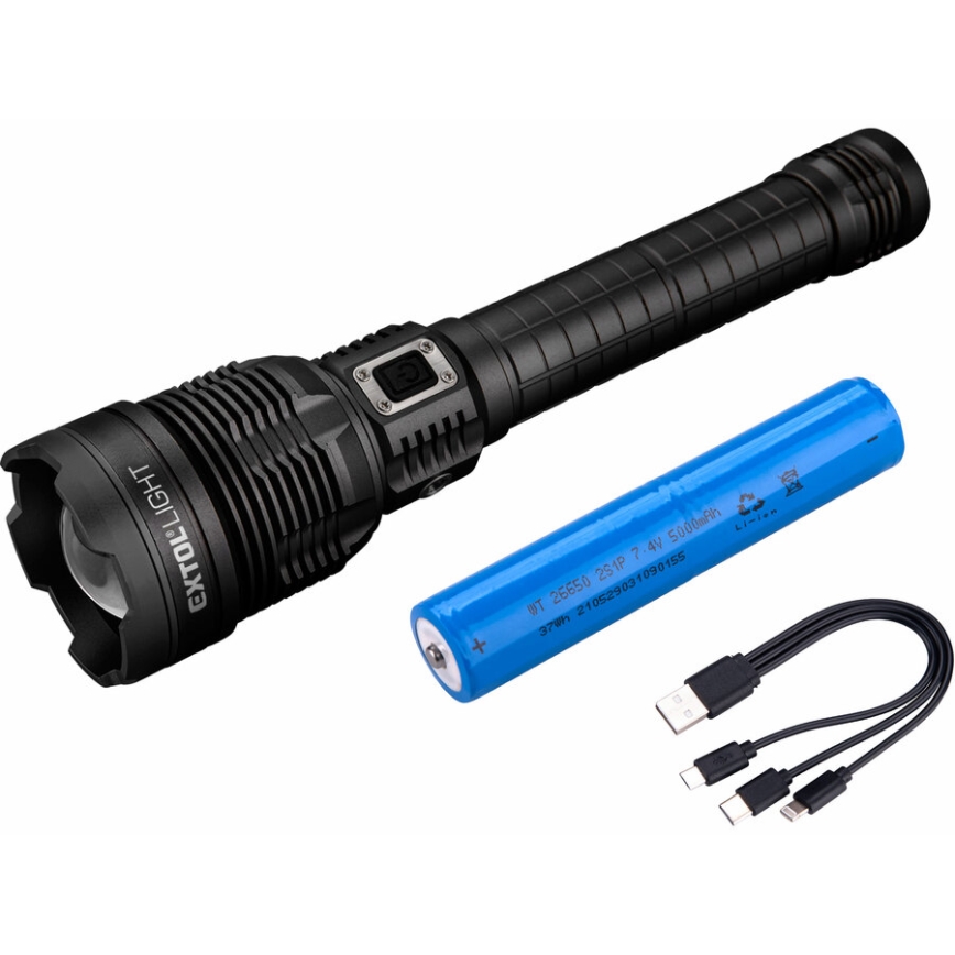 Extol - LED Prigušiva punjiva baterijska lampa sa powerbankom LED/60W/10000 mAh 8000 lm IPX4 crno