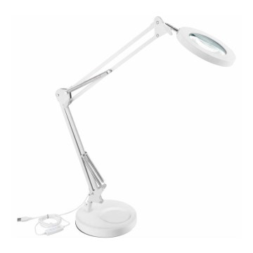 Extol - LED prigušiva stona lampa sa lupom LED/8W/5V 2900/4500/7500K bela