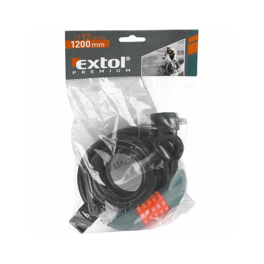Extol Premium - Brava za bicikl sa sajlom 12x1200 mm i četvorocifrenim kodom
