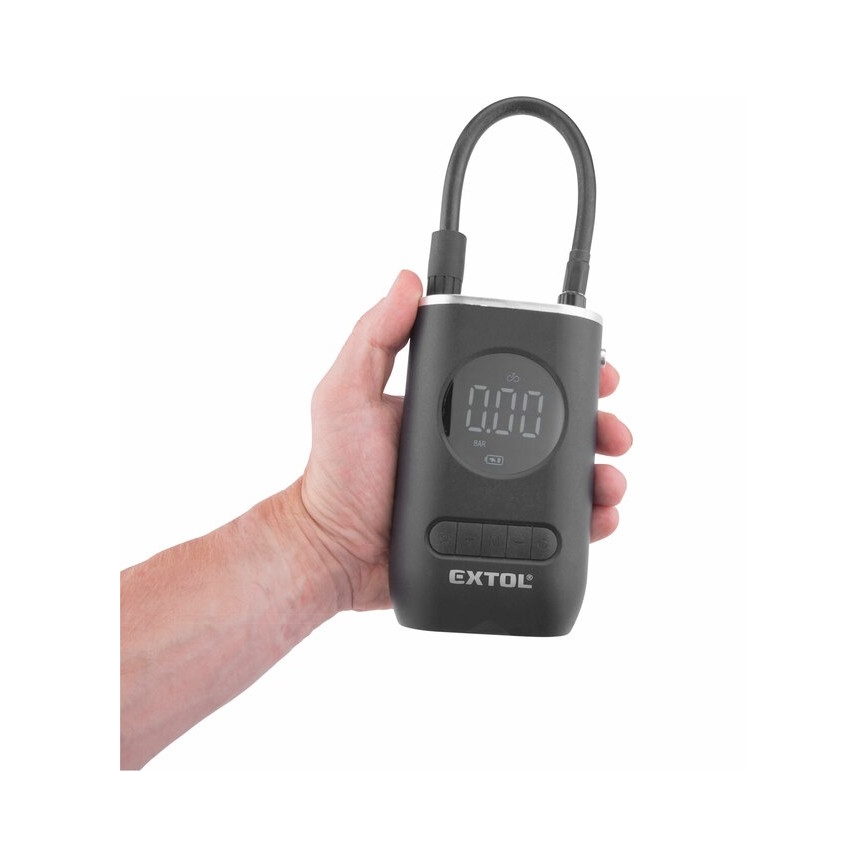 Extol Premium - Digitalni džepni kompresor 4000 mAh 7,4V crno