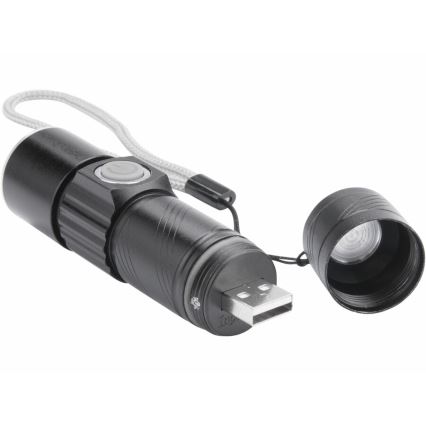 Extol - Punjiva LED baterijska lampa LED/3W/450 mAh/3,7V crna