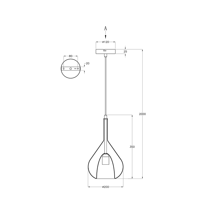 Fabas Luce 3481-40-241 - Luster na sajli LILA 1xE27/40W/230V prozirna