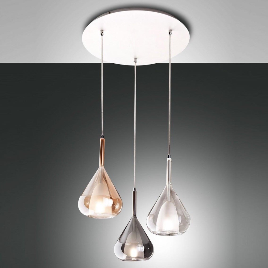 Fabas Luce 3481-47-297 - Luster na sajli LILA 3xE27/40W/230V zlatna/sivo/prozirna