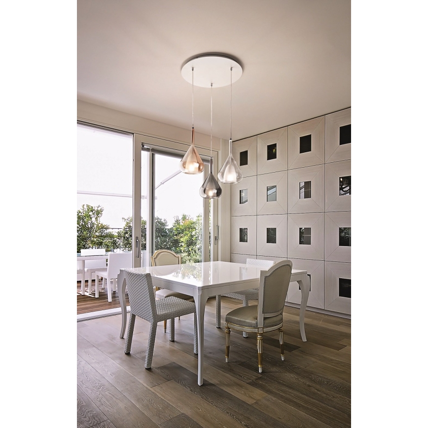 Fabas Luce 3481-47-297 - Luster na sajli LILA 3xE27/40W/230V zlatna/sivo/prozirna