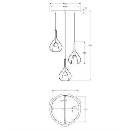 Fabas Luce 3481-47-297 - Luster na sajli LILA 3xE27/40W/230V zlatna/sivo/prozirna