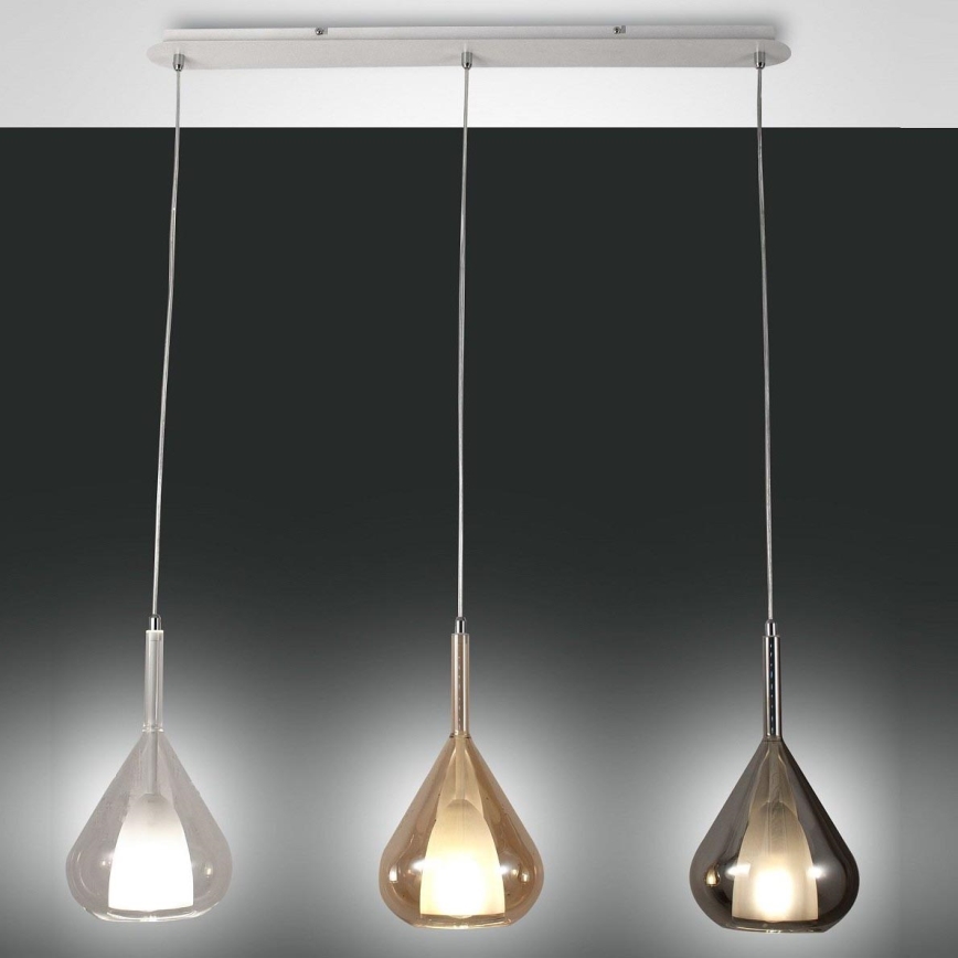 Fabas Luce 3481-48-297 - Luster na sajli LILA 3xE27/40W/230V prozirna/zlatna/sivo