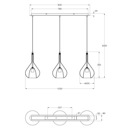 Fabas Luce 3481-48-297 - Luster na sajli LILA 3xE27/40W/230V prozirna/zlatna/sivo