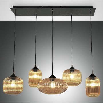 Fabas Luce 3627-48-125 - GILLIS luster na sajli 5xE27/40W/230V zlatna/crna