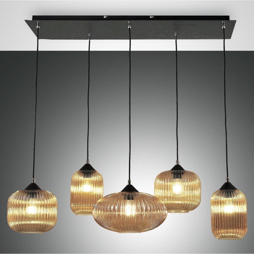 Fabas Luce 3627-48-125 - Luster na sajli GILLIS 5xE27/40W/230V zlatna/crno