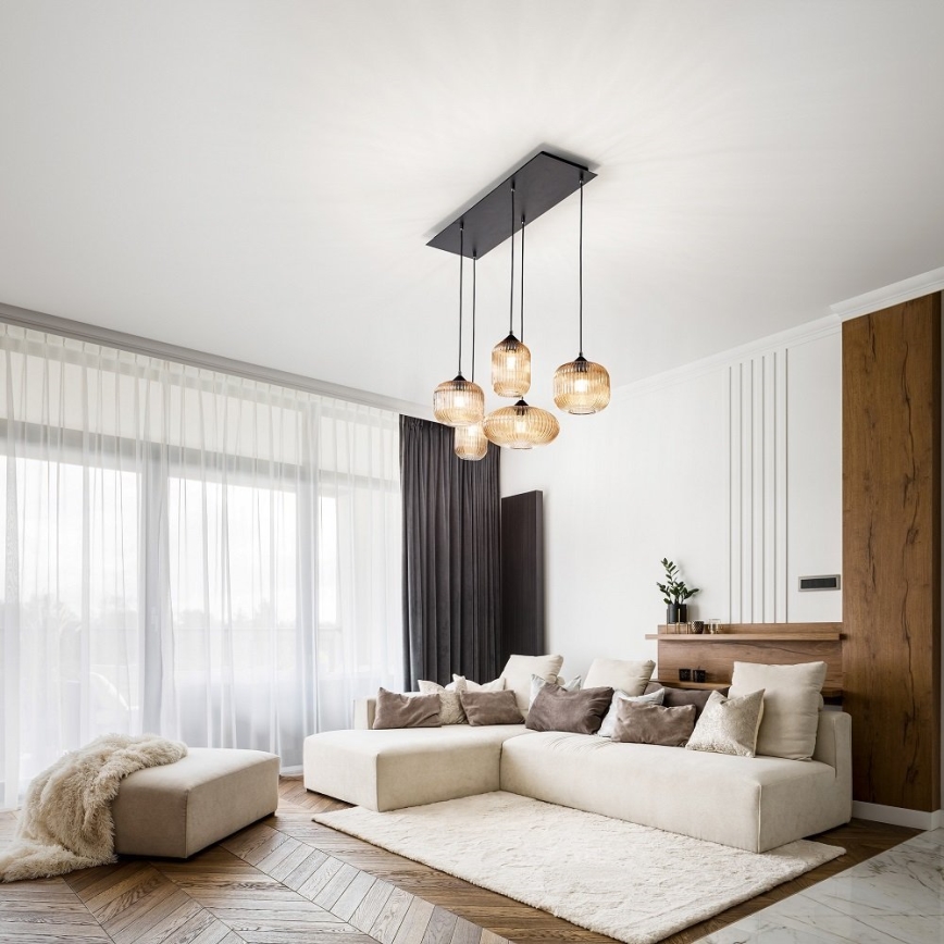 Fabas Luce 3627-48-125 - Luster na sajli GILLIS 5xE27/40W/230V zlatna/crno