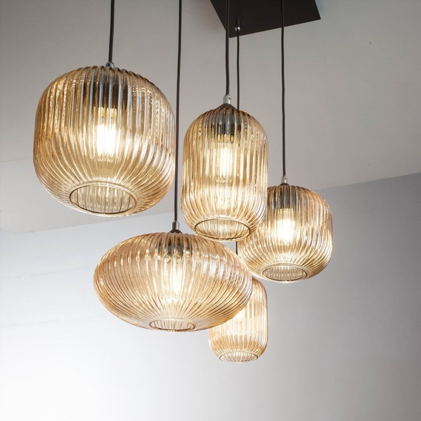 Fabas Luce 3627-48-125 - Luster na sajli GILLIS 5xE27/40W/230V zlatna/crno