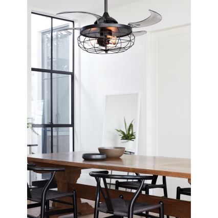 FANAWAY 212920 - LED plafonski ventilator INDUSTRI 3xE27/4W/230V crni prečnik 121 cm + daljinski upravljač