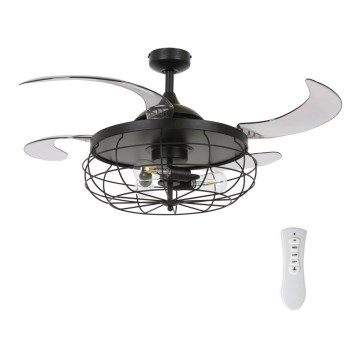 FANAWAY 212920 - LED plafonski ventilator INDUSTRI 3xE27/4W/230V crni prečnik 121 cm + daljinski upravljač