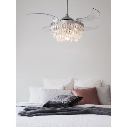 FANAWAY 212923 - LED plafonski ventilator VEIL 6xE14/4,5W/230V sjajni hrom, prečnik 121 cm + daljinski upravljač
