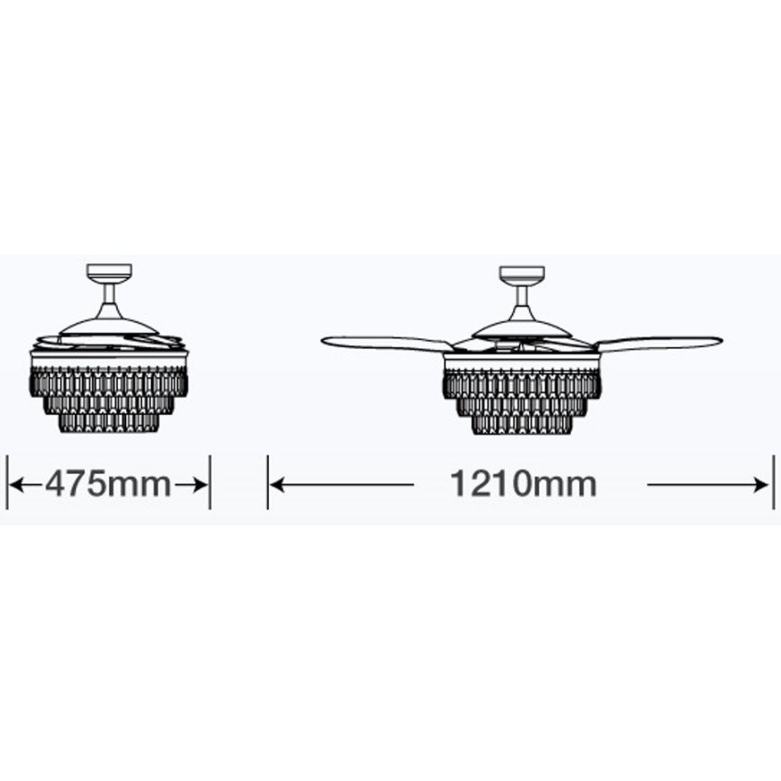 FANAWAY 212923 - LED plafonski ventilator VEIL 6xE14/4,5W/230V sjajni hrom, prečnik 121 cm + daljinski upravljač