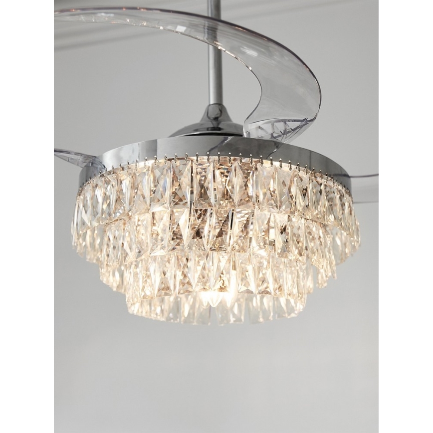 FANAWAY 212923 - LED Plafonski ventilator VEIL 6xE14/4,5W/230V sjajni krom + Daljinski upravljač