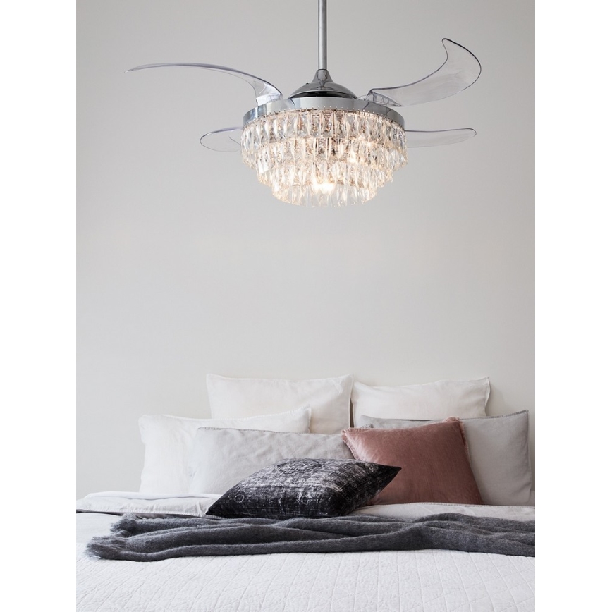 FANAWAY 212923 - LED Plafonski ventilator VEIL 6xE14/4,5W/230V sjajni krom + Daljinski upravljač
