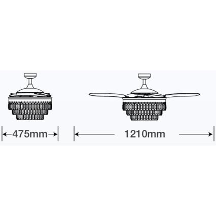 FANAWAY 212923 - LED Plafonski ventilator VEIL 6xE14/4,5W/230V sjajni krom + Daljinski upravljač