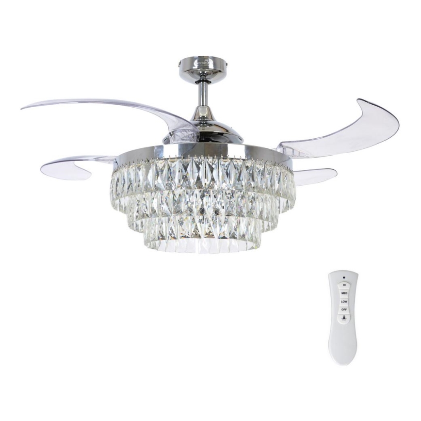 FANAWAY 212923 - LED plafonski ventilator VEIL 6xE14/4,5W/230V sjajni hrom, prečnik 121 cm + daljinski upravljač