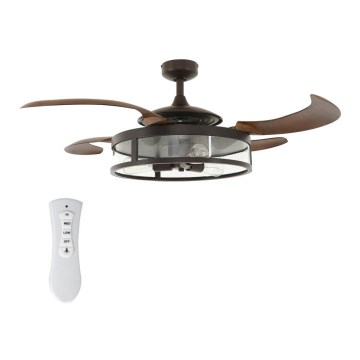 FANAWAY 212925 - LED plafonski ventilator CLASSIC 3xE27/4W/230V, braon, prečnik 121 cm + daljinski upravljač