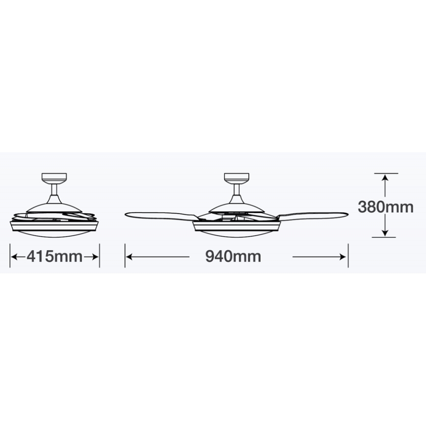 FANAWAY 212982 - Plafonski ventilator EVORA 2xE27/20W/230V sjajni krom + Daljinski upravljač