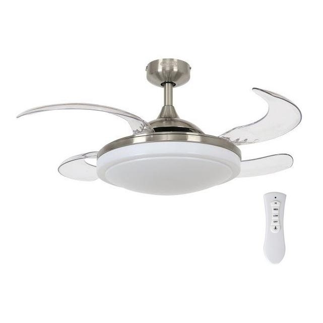 FANAWAY 212982 - Plafonski ventilator EVORA 2xE27/20W/230V sjajni krom + Daljinski upravljač
