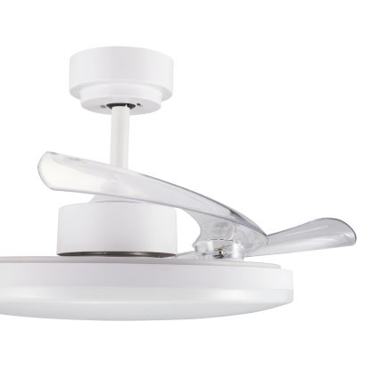 FANAWAY 21612949 - LED Prigušivi plafonski ventilator STROLL LED/30W/230V 2700/3500/5000K pr. 106 cm bela/prozirna + Daljinski upravljač