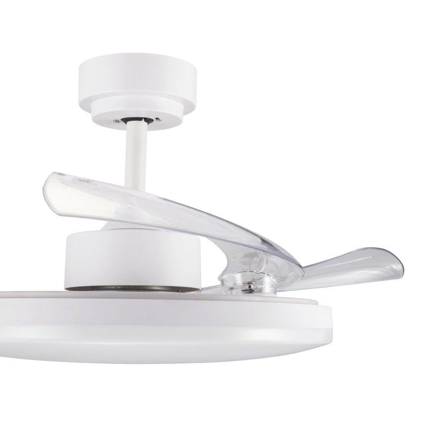 FANAWAY 21612949 - LED Prigušivi plafonski ventilator STROLL LED/30W/230V 2700/3500/5000K pr. 106 cm bela/prozirna + Daljinski upravljač