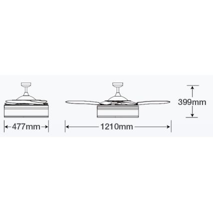 FANAWAY 511030 - LED plafonski ventilator FRASER 3xE27/20W/230V, bela, prečnik 121 cm + daljinski upravljač
