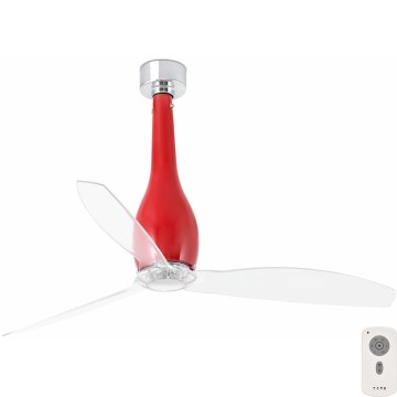 FARO 32002 - Stropni ventilator ETERFAN crvena/prozirna, prečnik 128 cm, sa daljinskim upravljačem