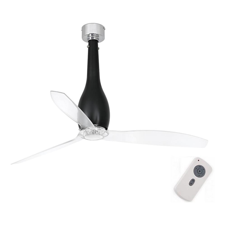 FARO 32003 - Plafonski ventilator ETERFAN crni/prozirni, prečnik 128 cm + daljinski upravljač