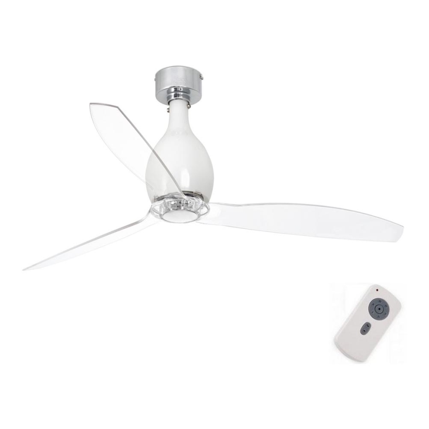 FARO 32020 - Plafonski ventilator MINI ETERFAN, beli/prozirni, prečnik 128 cm + daljinski upravljač