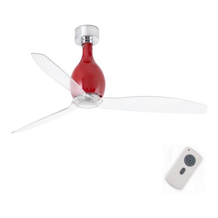 FARO 32029 - Plafonski ventilator MINI ETERFAN crveno/prozirna pr. 128 cm + Daljinski upravljač