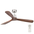 FARO 33370DC - Plafonski ventilator LANTAU braon/mat hrom, prečnik 132 cm + daljinski upravljač