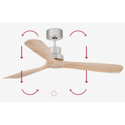 FARO 33373DC - Plafonski ventilator LANTAU drvo/matni hrom prečnik 132 cm + daljinski upravljač