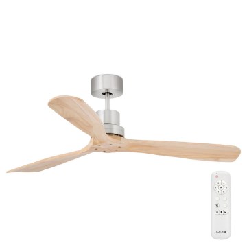 FARO 33373DC - Plafonski ventilator LANTAU drvo/matni hrom prečnik 132 cm + daljinski upravljač