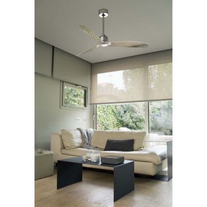 FARO 33394 - Plafonski ventilator JUST FAN sjajni hrom/prozirno staklo + daljinski upravljač