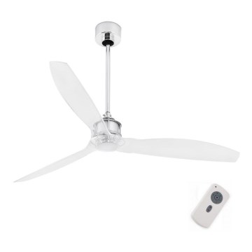 FARO 33394 - Plafonski ventilator JUST FAN sjajni krom/prozirna + Daljinski upravljač