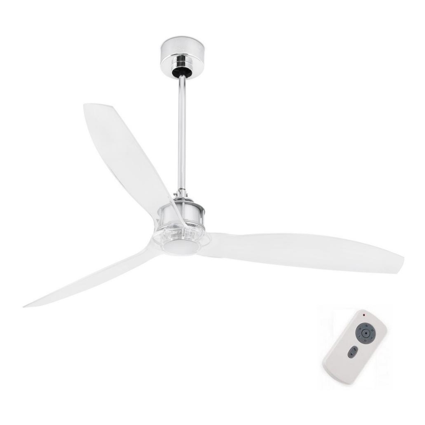 FARO 33394 - Plafonski ventilator JUST FAN sjajni krom/prozirna + Daljinski upravljač