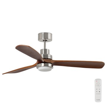FARO 33463DC - LED Plafonski ventilator LANTAU LED/12W/230V drvo/mat hrom prečnik 168 cm + daljinski upravljač