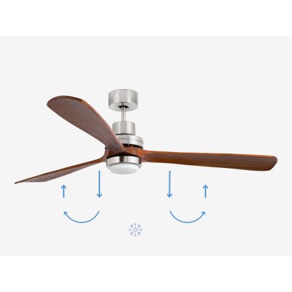 FARO 33463DC - LED stropni ventilator LANTAU LED/12W/230V drvo/mat hrom, prečnik 168 cm + daljinski upravljač