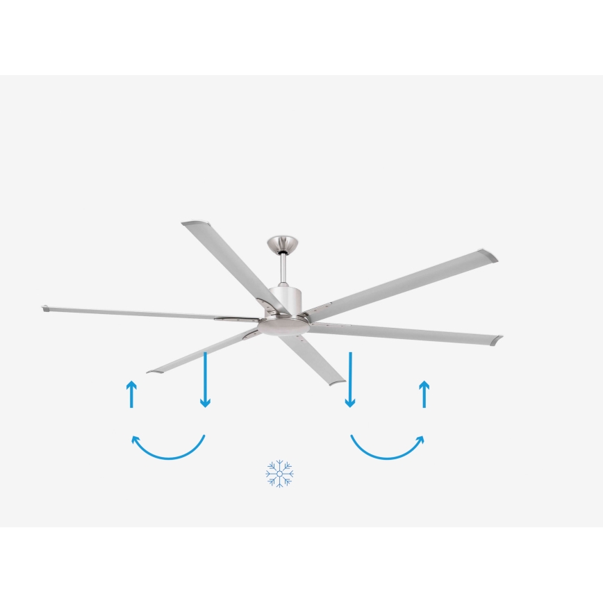 FARO 33465A - Plafonski ventilator ANDROS XL, mat hrom, prečnika 213 cm + daljinski upravljač