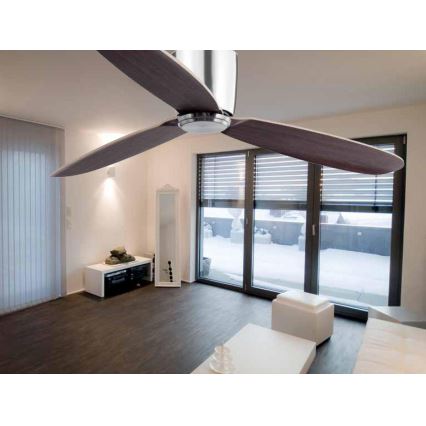 FARO 33472N - Plafonski ventilator NIAS mat krom/braon pr. 132 cm + Daljinski upravljač