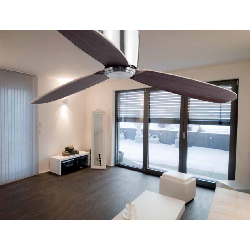 FARO 33472N - Plafonski ventilator NIAS mat krom/braon pr. 132 cm + Daljinski upravljač