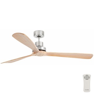 FARO 33504DC - Plafonski ventilator LANTAU XL drvo/matni hrom prečnika 168 cm + daljinski upravljač