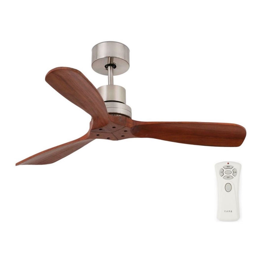 FARO 33508DC - Plafonski ventilator MINI LANTAU mat krom/braon pr. 108 cm + Daljinski upravljač