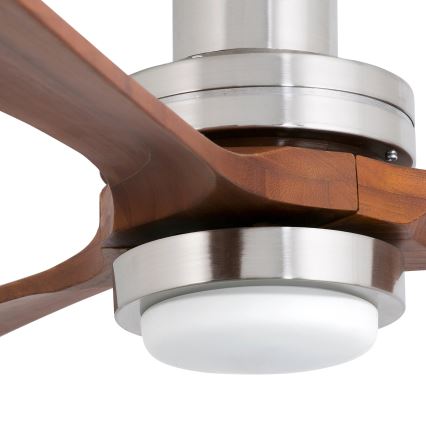 FARO 33518DC - LED Plafonski ventilator LANTAU LED/15W/230V mat krom/drvo + Daljinski upravljač
